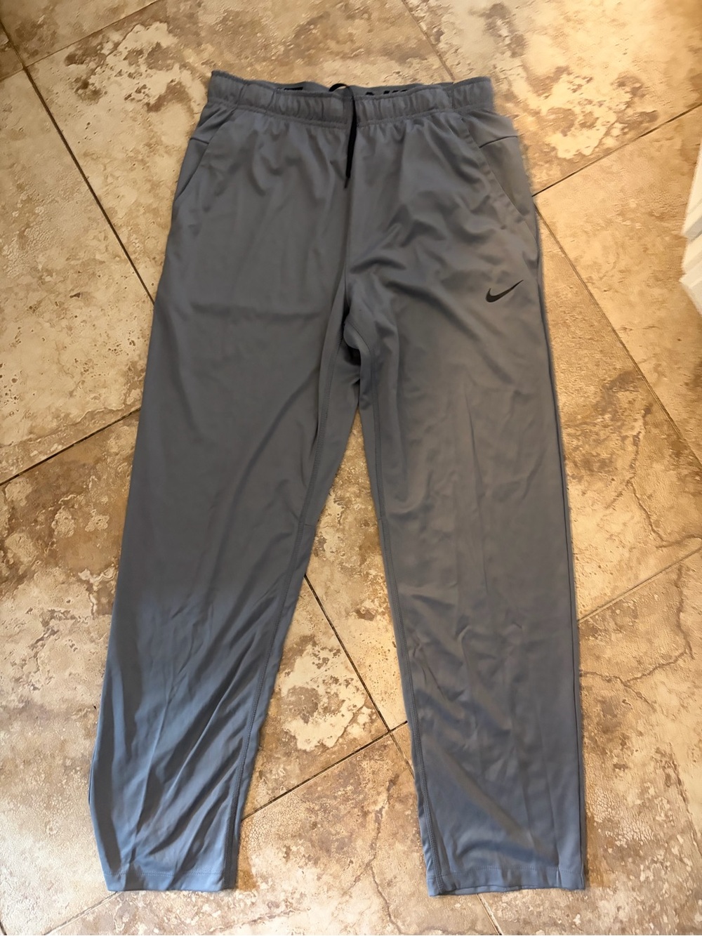 Nike Kids Gray Athletic Joggers with Black Swoosh
